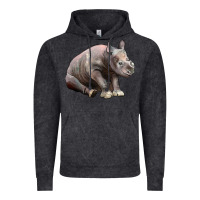 Vintage Black Baby Rhino Illustrations Vintage Hoodie - LillyAllenDesigns