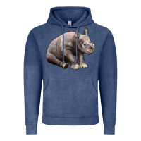 Vintage Denim Baby Rhino Illustrations Vintage Hoodie - LillyAllenDesigns