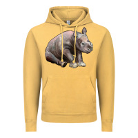 Vintage Mustard Baby Rhino Illustrations Vintage Hoodie - LillyAllenDesigns