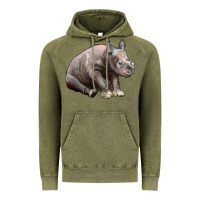 Vintage Olive Baby Rhino Illustrations Vintage Hoodie - LillyAllenDesigns