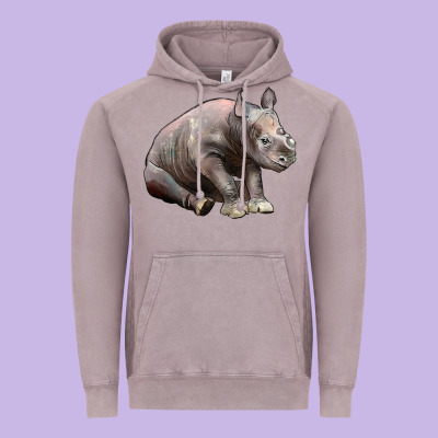 Baby Rhino Illustrations Vintage Hoodie Designed By Lillyallendesigns