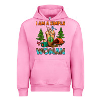 Fuchsia Pink I Am A Simple Woman Camping Frappe Urban Hoodie - FaDigitalArtStudio