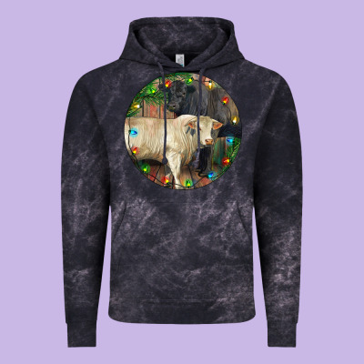 Christmas Charolais Bull And Black Angus Bull Vintage Hoodie Designed By Ranaportraitstore