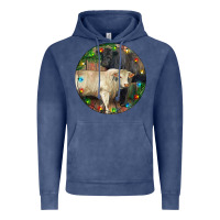Vintage Denim Christmas Charolais Bull And Black Angus Bull Vintage Hoodie - RanaPortraitStore