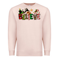 Pale Pink christmas believe Premium Sweatshirt - texasbilliewilder