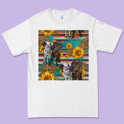Two Cute Heifers Seamless Pattern Premium Tee Designed By Hra Design Shop