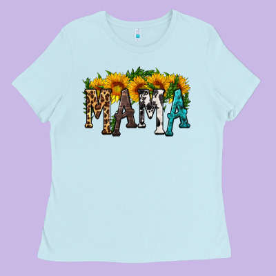 Mama With Sunflower Ladies Tee Designed By Hra Design Shop