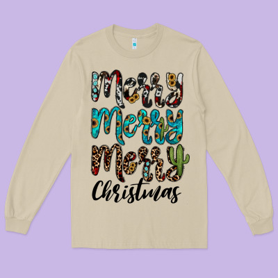 Merry Christmas Long Sleeve Tee Designed By Jahusdesignshop