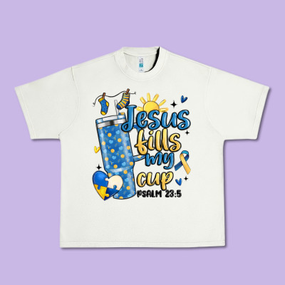 Down Syndrome Jesus Fills My Cup Urban Heavy Tee Designed By Maliassmallbusiness