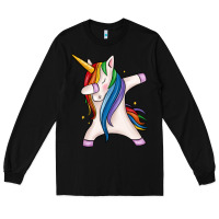 Black dabbing unicorn Long Sleeve Tee - MaliasSmallBusiness