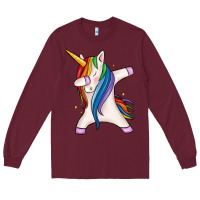 Burgundy dabbing unicorn Long Sleeve Tee - MaliasSmallBusiness