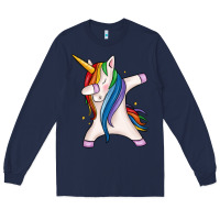 Navy dabbing unicorn Long Sleeve Tee - MaliasSmallBusiness