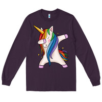 Plum dabbing unicorn Long Sleeve Tee - MaliasSmallBusiness