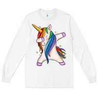 White dabbing unicorn Long Sleeve Tee - MaliasSmallBusiness