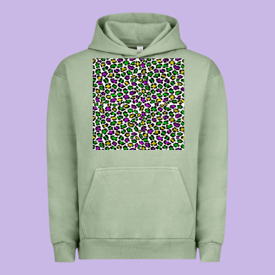 Mardi Gras Leopard  Seamless Pattern Urban Hoodie Designed By Fadigitalartstudio