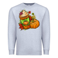 Heather Grey Fall pumpkin coffee Premium Sweatshirt - NancyCooperArtShop