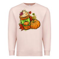 Pale Pink Fall pumpkin coffee Premium Sweatshirt - NancyCooperArtShop
