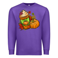 Purple Fall pumpkin coffee Premium Sweatshirt - NancyCooperArtShop