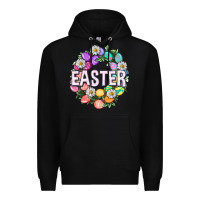 Black Easter with eggs and daisy Easter Day Premium Hoodie - HowdyJamesFarm