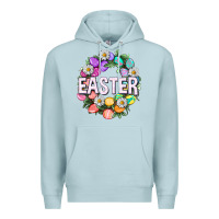 Blue Mist Easter with eggs and daisy Easter Day Premium Hoodie - HowdyJamesFarm