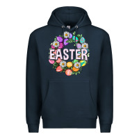 Navy Easter with eggs and daisy Easter Day Premium Hoodie - HowdyJamesFarm