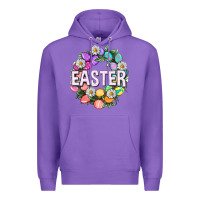 Purple Easter with eggs and daisy Easter Day Premium Hoodie - HowdyJamesFarm