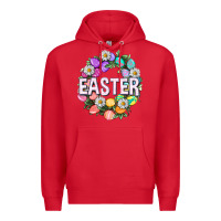 Red Easter with eggs and daisy Easter Day Premium Hoodie - HowdyJamesFarm