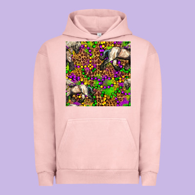 Mardi Gras Leopard Horse Seamless Pattern Urban Hoodie Designed By Fadigitalartstudio