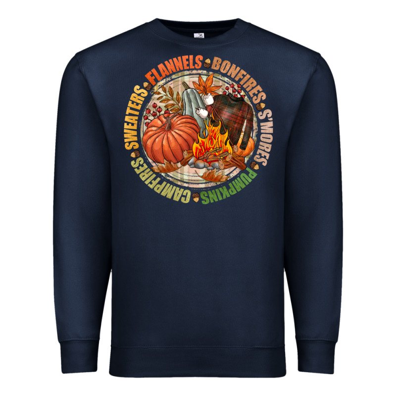 Bonfires Flannels Smores Campfires Pumpkin Premium Sweatshirt by NancyCooperArtShop | Teevron
