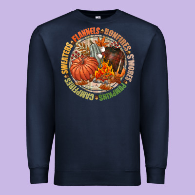 Bonfires Flannels Smores Campfires Pumpkin Premium Sweatshirt Designed By Nancycooperartshop