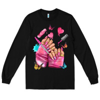 Black pink nail art hand Long Sleeve Tee - NancyCooperArtShop