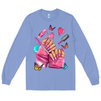 Colony Blue pink nail art hand Long Sleeve Tee - NancyCooperArtShop