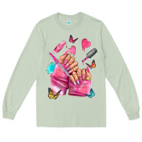 Matcha pink nail art hand Long Sleeve Tee - NancyCooperArtShop