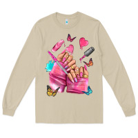 Mushroom pink nail art hand Long Sleeve Tee - NancyCooperArtShop