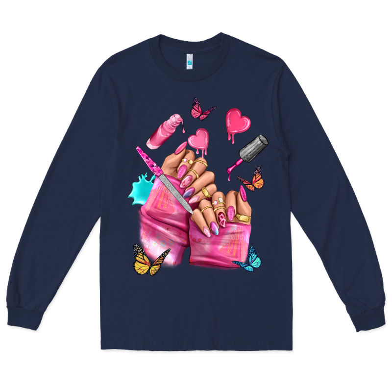 Pink Nail Art Hand Long Sleeve Tee by NancyCooperArtShop | Teevron