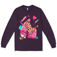 Plum pink nail art hand Long Sleeve Tee - NancyCooperArtShop