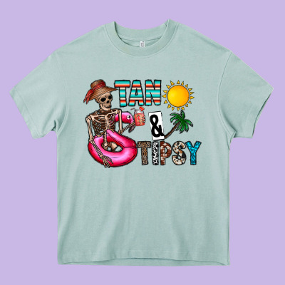 Tan Tipsy Heavy Core Tee Designed By Cowhidedigitalart