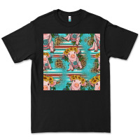 Black turquoise baby pig seamless pattern Premium Tee - HRA Design Shop