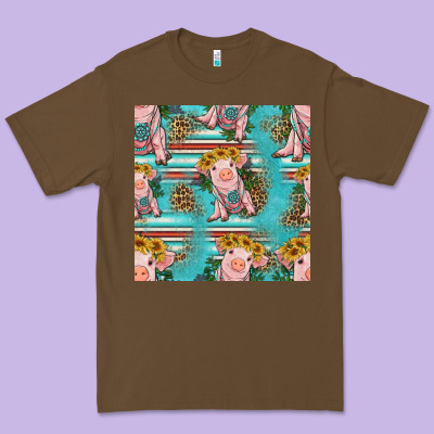 Turquoise Baby Pig Seamless Pattern Premium Tee Designed By Hra Design Shop