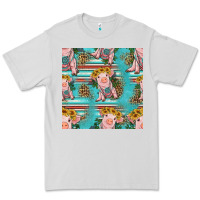 Dove Grey turquoise baby pig seamless pattern Premium Tee - HRA Design Shop