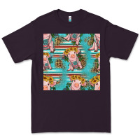 Plum turquoise baby pig seamless pattern Premium Tee - HRA Design Shop