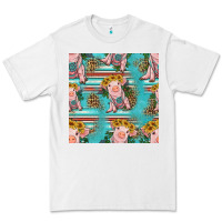 White turquoise baby pig seamless pattern Premium Tee - HRA Design Shop