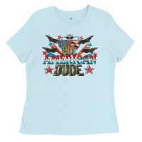 Baby Blue All American dude 4th of July Ladies Tee - CowGirlArtShop
