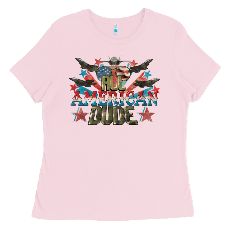 All American Dude 4th Of July Ladies Tee by CowGirlArtShop | Teevron