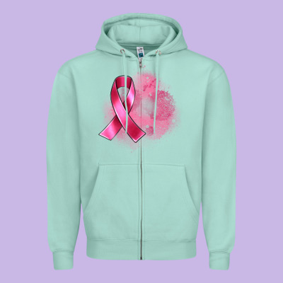 Breast Cancer Custom Name Zipper Hoodie Designed By Artiststas