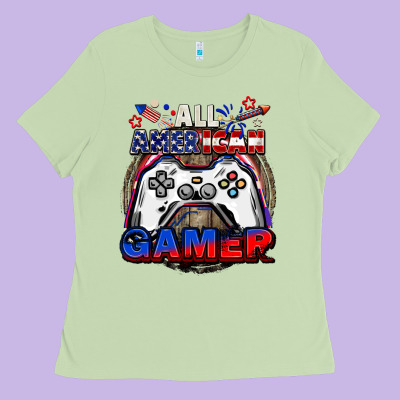 All American Gamer 4th Of July Ladies Tee Designed By Cowgirlartshop