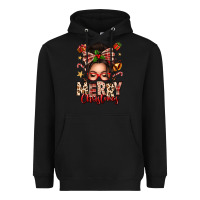 Black merry christmas messy bun Heavyweight Hoodie - texasbilliewilder