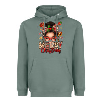 Sage merry christmas messy bun Heavyweight Hoodie - texasbilliewilder