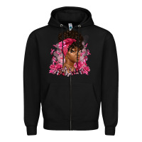 Black breast cancer afro woman Zipper Hoodie - Artiststas