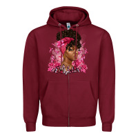 Burgundy breast cancer afro woman Zipper Hoodie - Artiststas